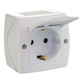 Priza simpla pt cu capac alb mono /12b-1