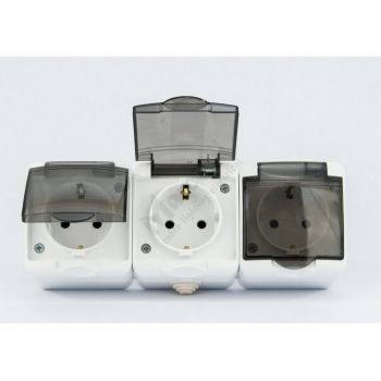 Priza tripla pt cu capac transparent hepol-1
